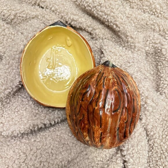 Glazed Ceramic Walnut Jar with Lid - Picture 8 of 14